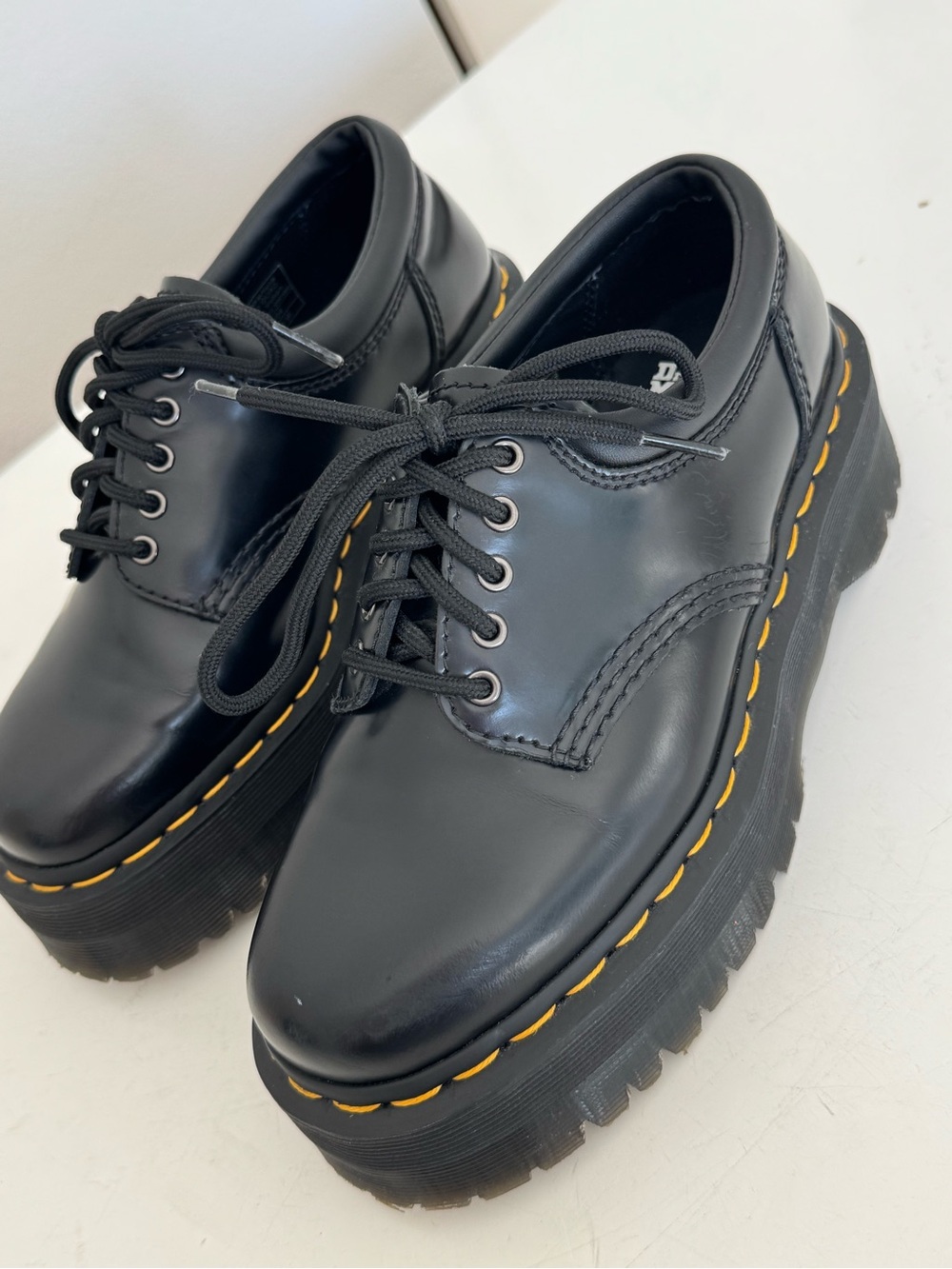 Dr. Martens 8053 Quad Platform Black Leather Shoes – Women’s Size 6 - Picture 3 of 16